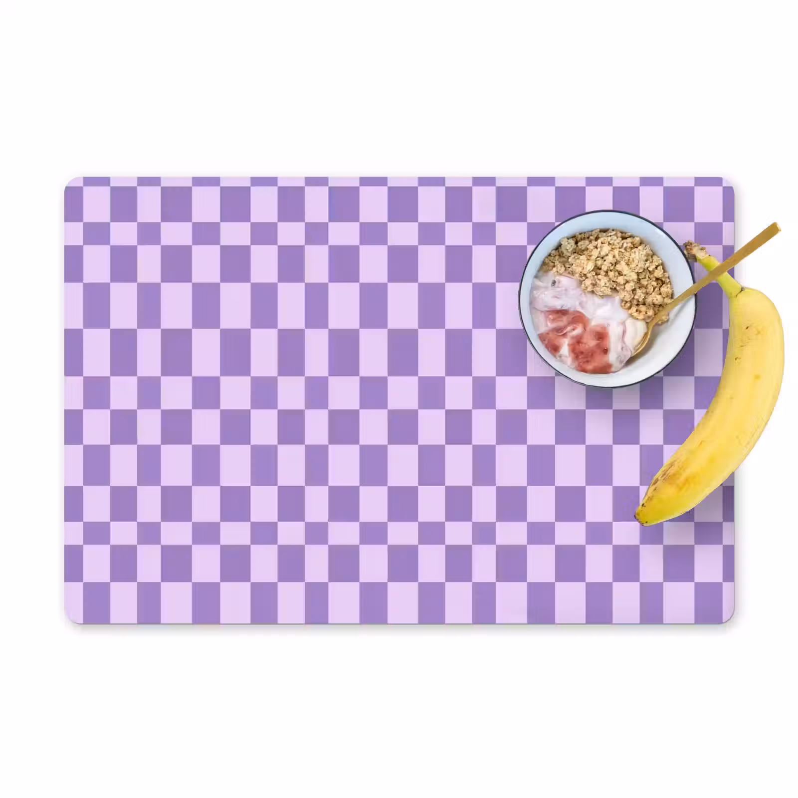 Placemat - 6 stuks - Paars - Geometrisch - Dambord - Blokken - Patroon — 1