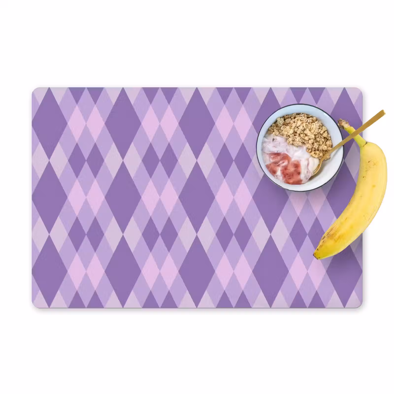 Placemat - 6 stuks - Paars - Geometrisch - Ruiten - Argyle - Patroon — 1