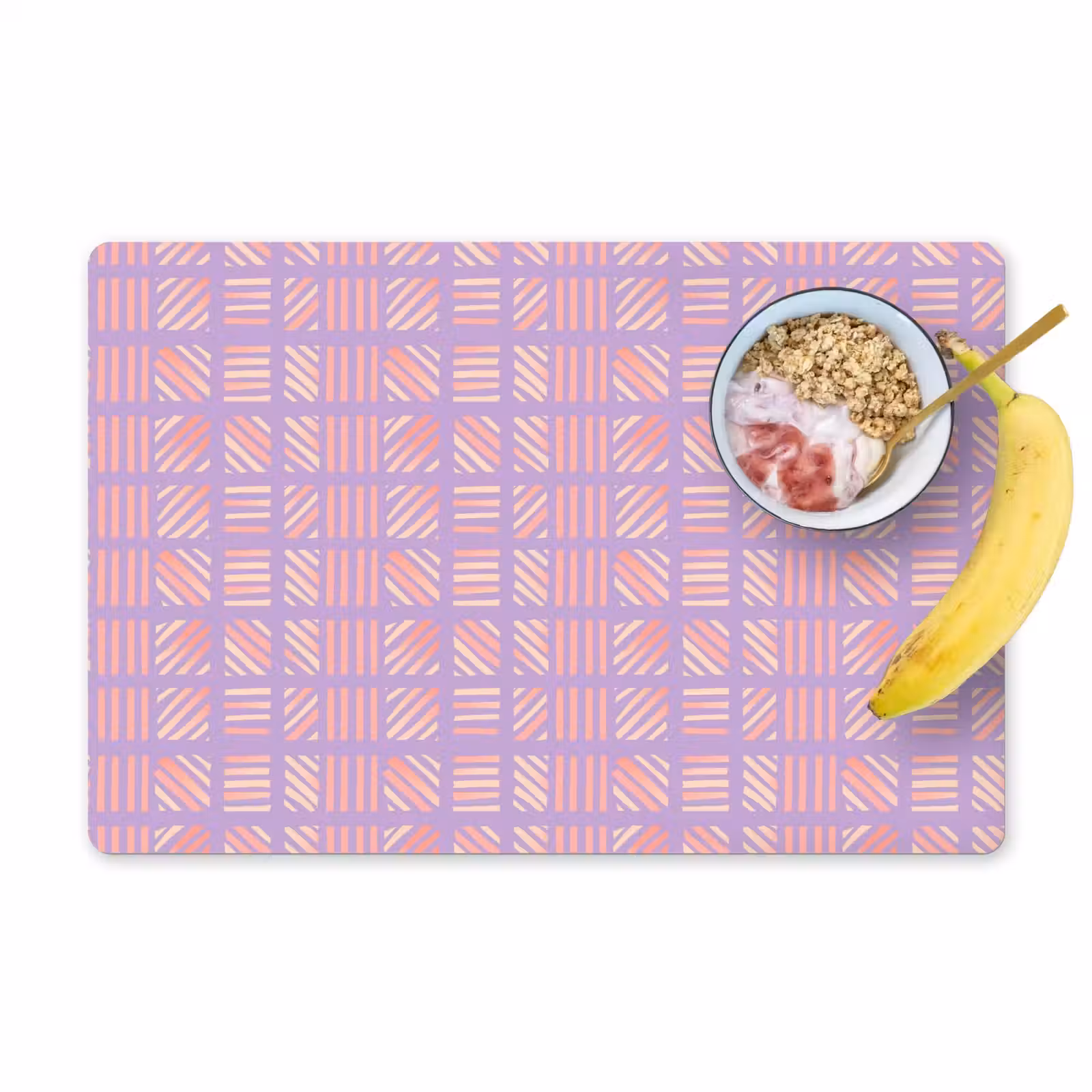 Placemat - 6 stuks - Paars - Roze - Geometrisch - Strepen - Blokken - Patroon — 1