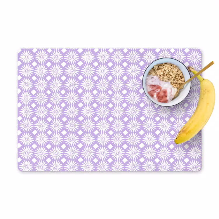 Placemat - 6 stuks - Lila - Botanisch - Bloemen - Margrieten - Patroon — 1