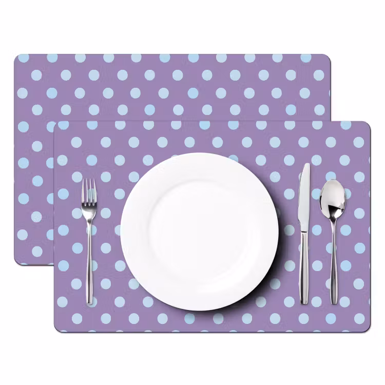 Placemat - 6 stuks - Paars - Blauw - Geometrisch - Stippen - Polka Dot - Patroon — 2