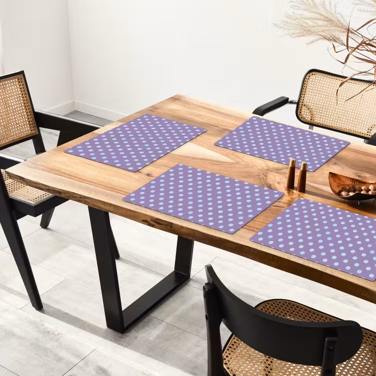 Placemat - 6 stuks - Paars - Blauw - Geometrisch - Stippen - Polka Dot - Patroon — 5