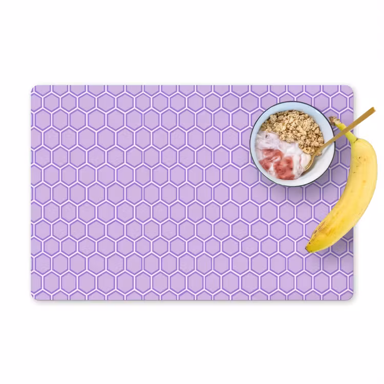 Placemat - 6 stuks - Paars - Geometrisch - Honeycomb - Bijenraat - Patroon — 1