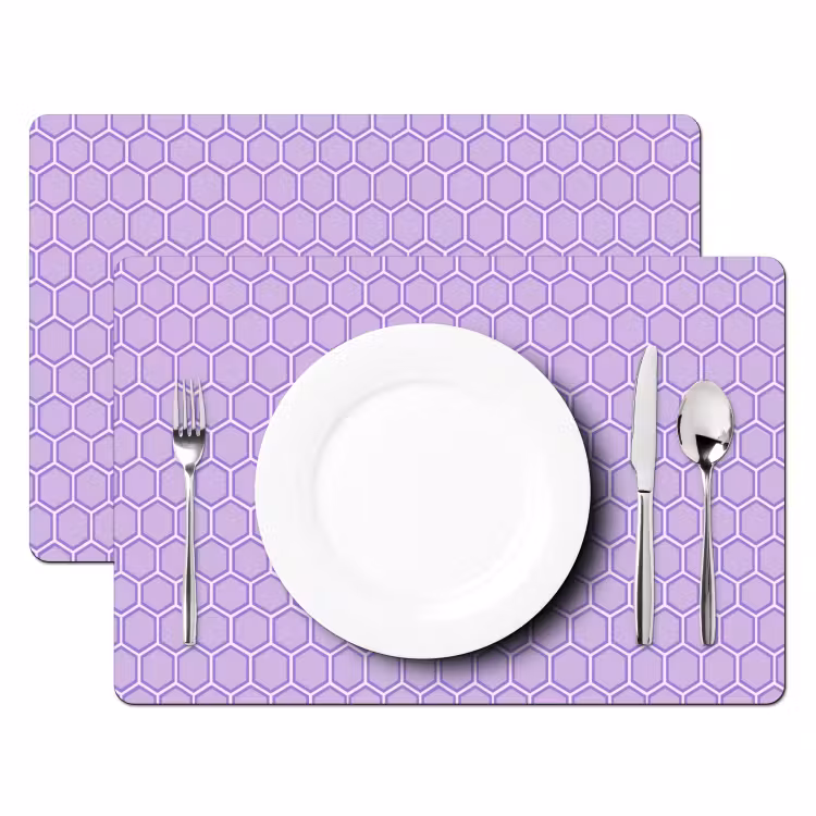 Placemat - 6 stuks - Paars - Geometrisch - Honeycomb - Bijenraat - Patroon — 2