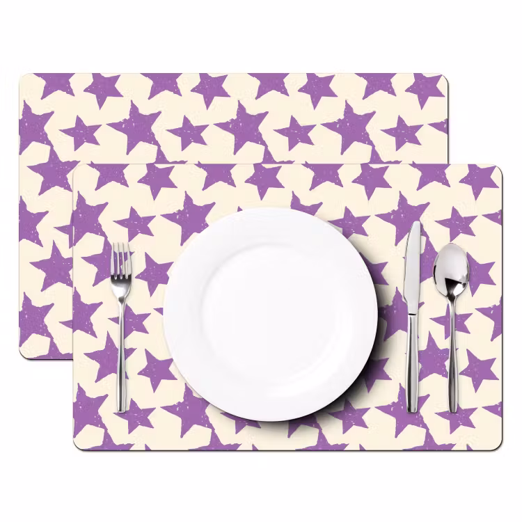 Placemat - 6 stuks - Paars - Geometrisch - Sterren - Stempel - Patroon — 2