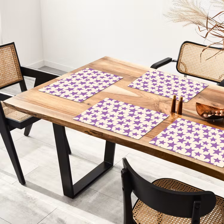 Placemat - 6 stuks - Paars - Geometrisch - Sterren - Stempel - Patroon — 5