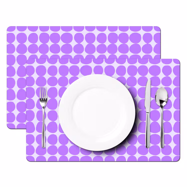 Placemat - 6 stuks - Paars - Geometrisch - Stippen - Polka Dot - Patroon — 2