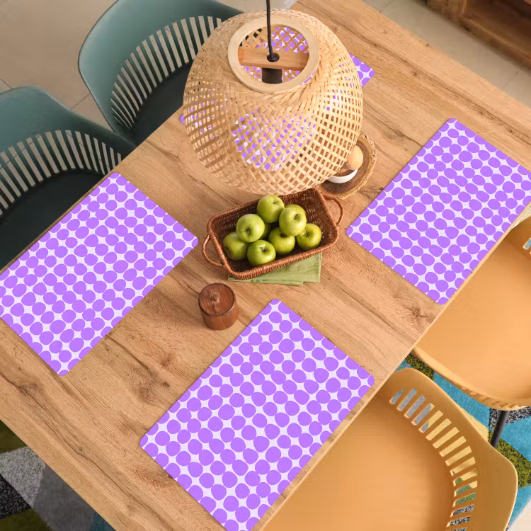 Placemat - 6 stuks - Paars - Geometrisch - Stippen - Polka Dot - Patroon — 6