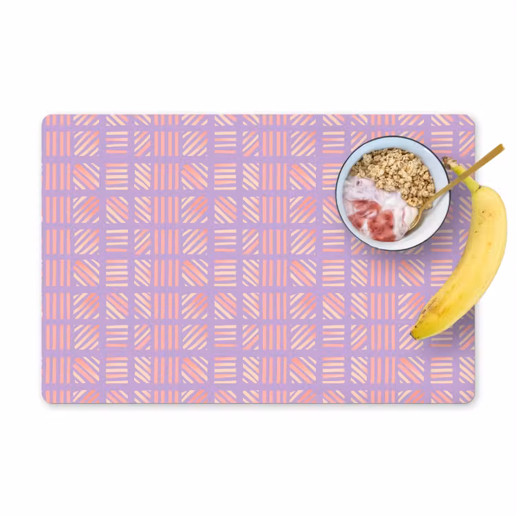 Placemat - 6 stuks - Paars - Roze - Geometrisch - Strepen - Blokken - Patroon — 1