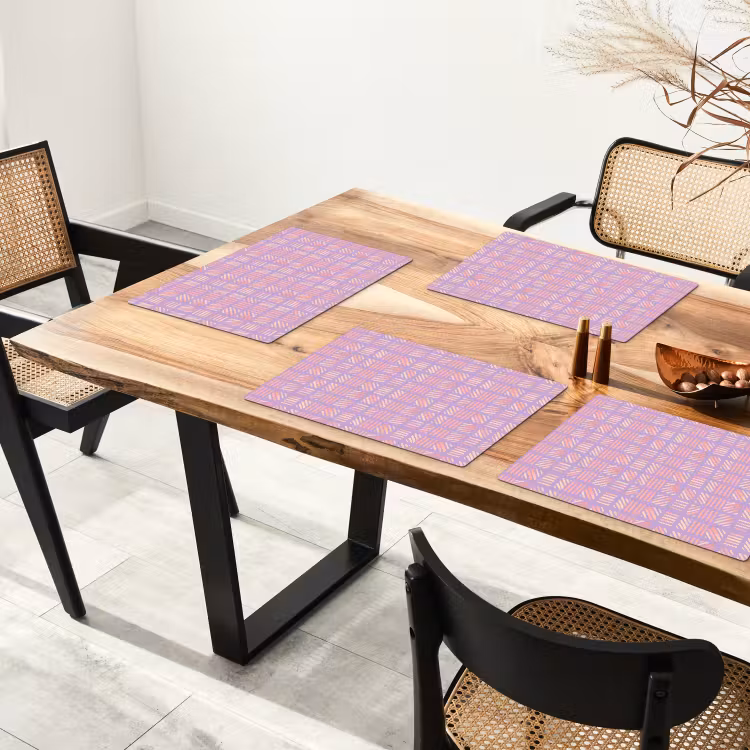Placemat - 6 stuks - Paars - Roze - Geometrisch - Strepen - Blokken - Patroon — 5