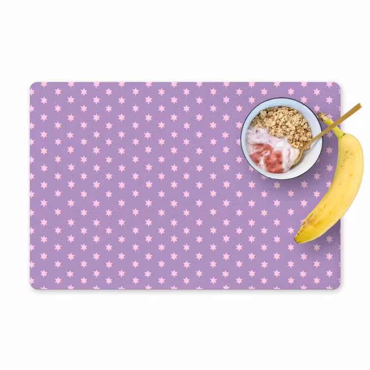 Placemat - 6 stuks - Paars - Roze - Sterren - Geometrisch - Patroon — 1