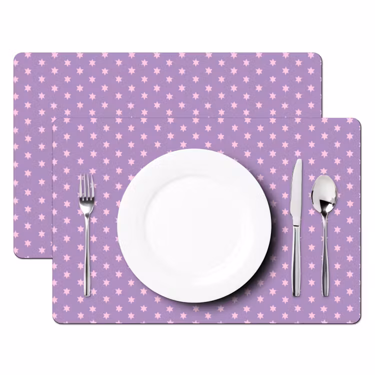 Placemat - 6 stuks - Paars - Roze - Sterren - Geometrisch - Patroon — 2