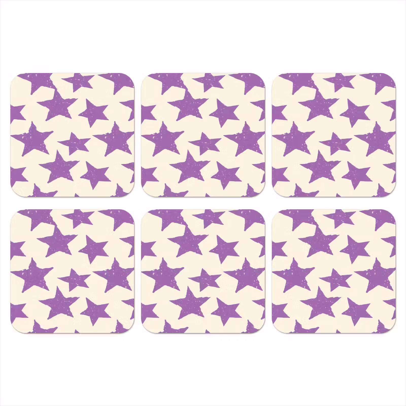 Onderzetter - Paars - Geometrisch - Sterren - Stempel - Patroon — 1