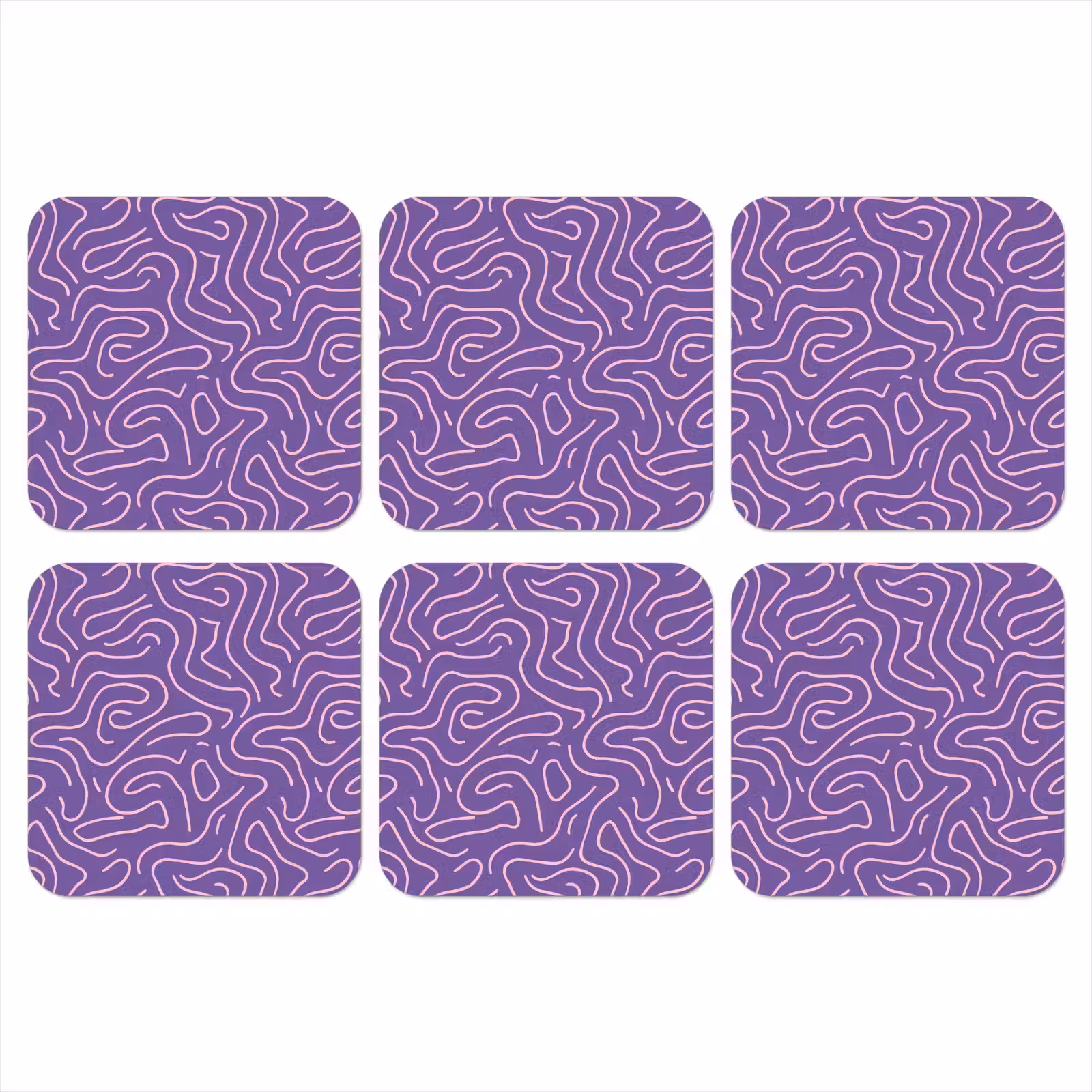 Onderzetter - Paars - Roze - Abstract - Lijnen - Doolhof - Patroon — 1