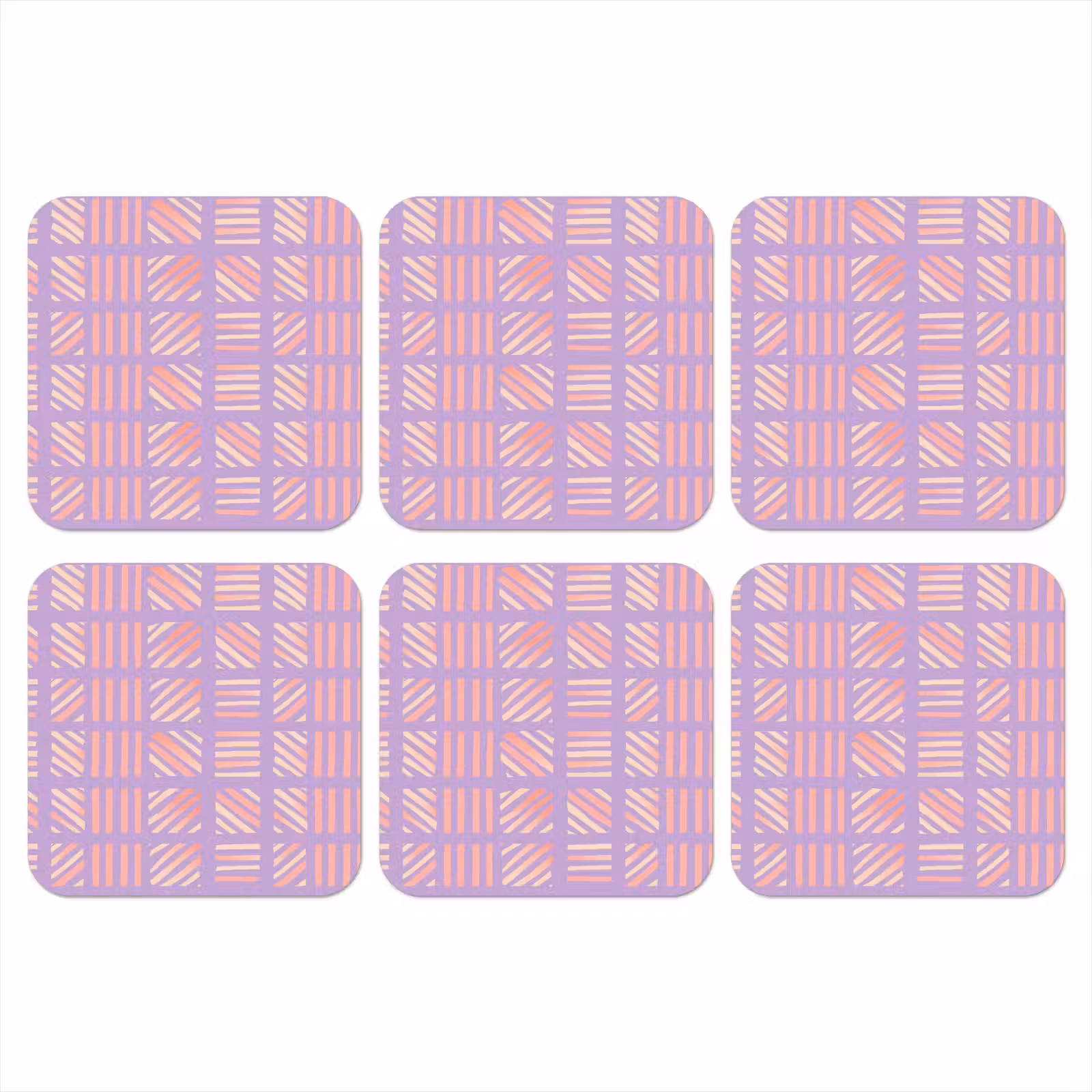 Onderzetter - Paars - Roze - Geometrisch - Strepen - Blokken - Patroon — 1
