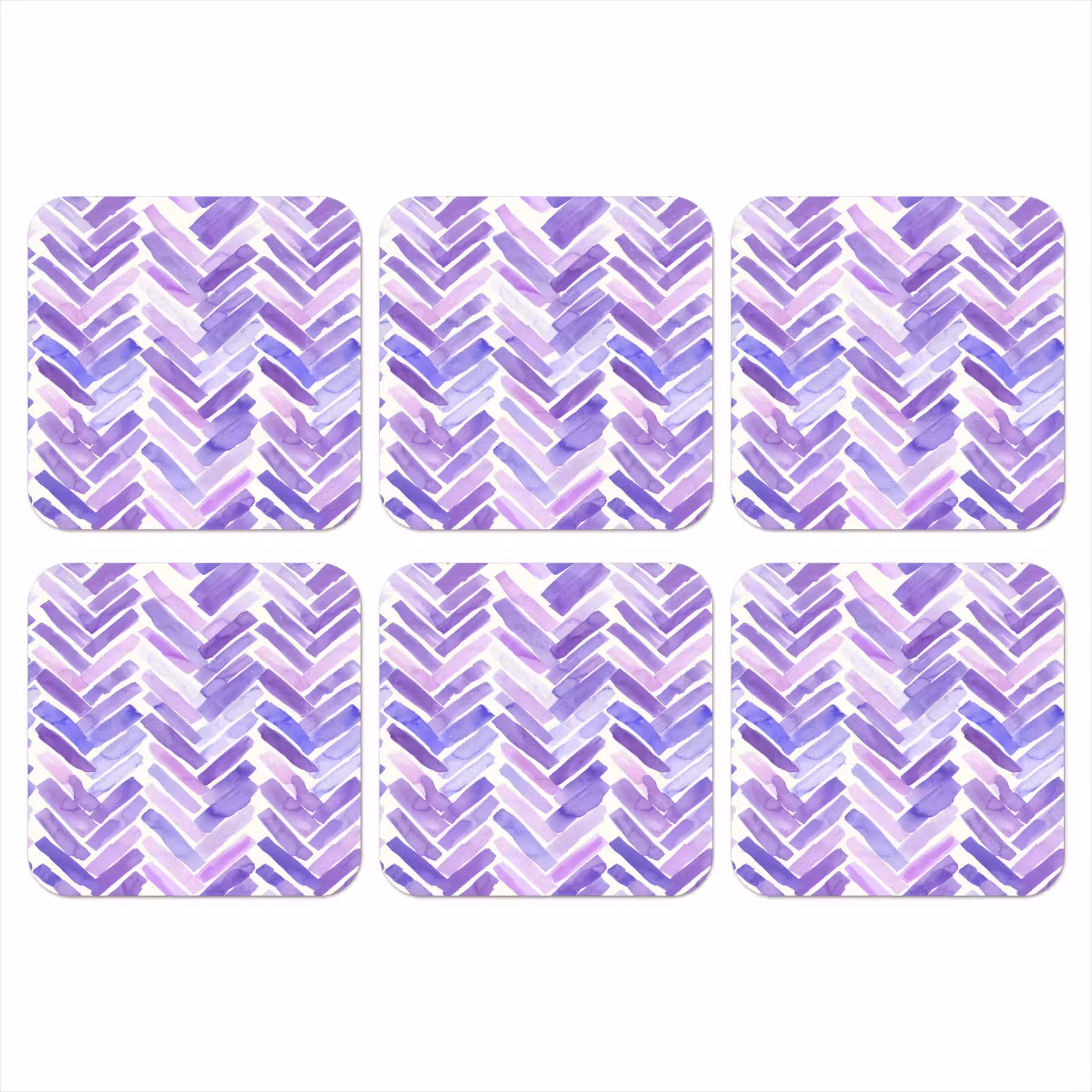 Onderzetter - Paars - Visgraat - Aquarel - Penseelstreken - Patroon — 1