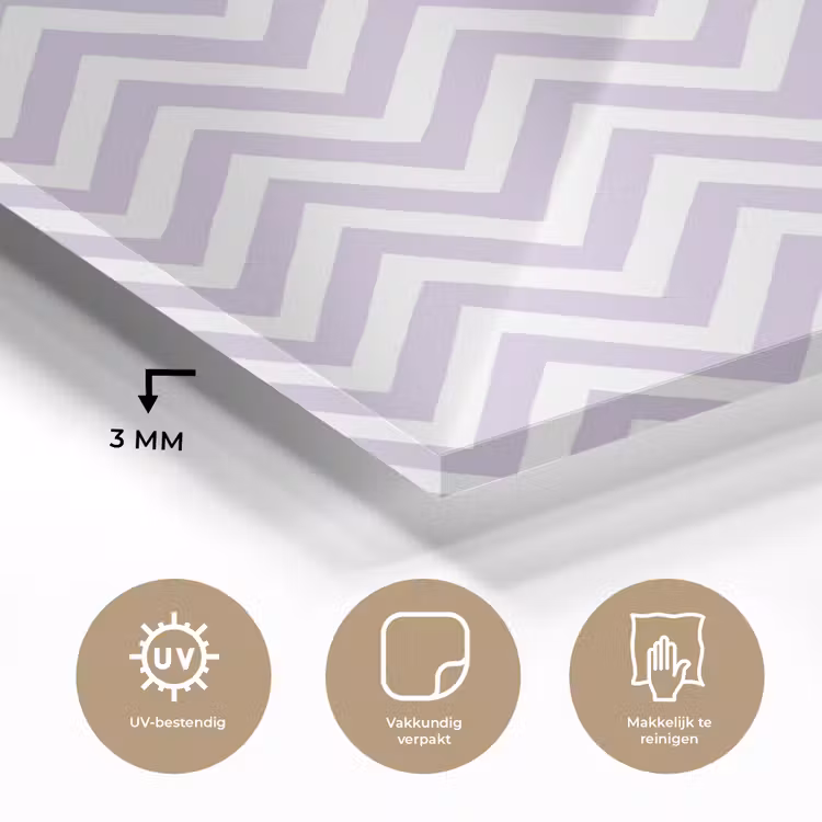 Glas schilderij - Lila - Geometrisch - Chevron - Zigzag - Patroon — 3