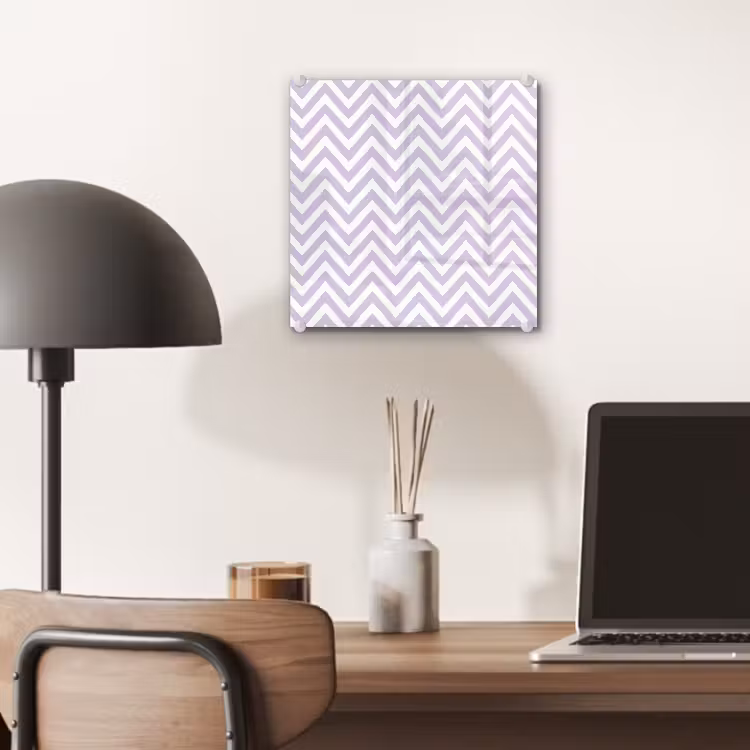 Glas schilderij - Lila - Geometrisch - Chevron - Zigzag - Patroon — 7