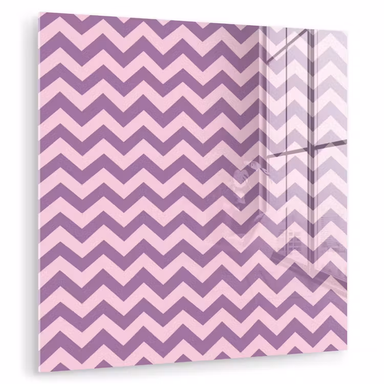 Glas schilderij - Paars - Roze - Geometrisch - Chevron - Zigzag - Patroon — 1