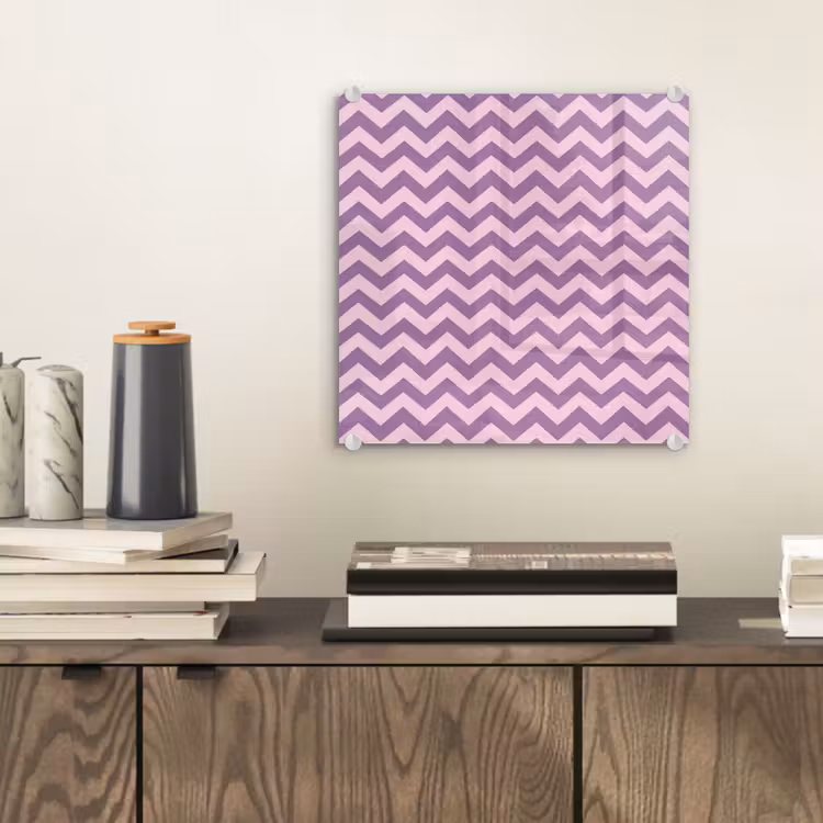 Glas schilderij - Paars - Roze - Geometrisch - Chevron - Zigzag - Patroon — 2