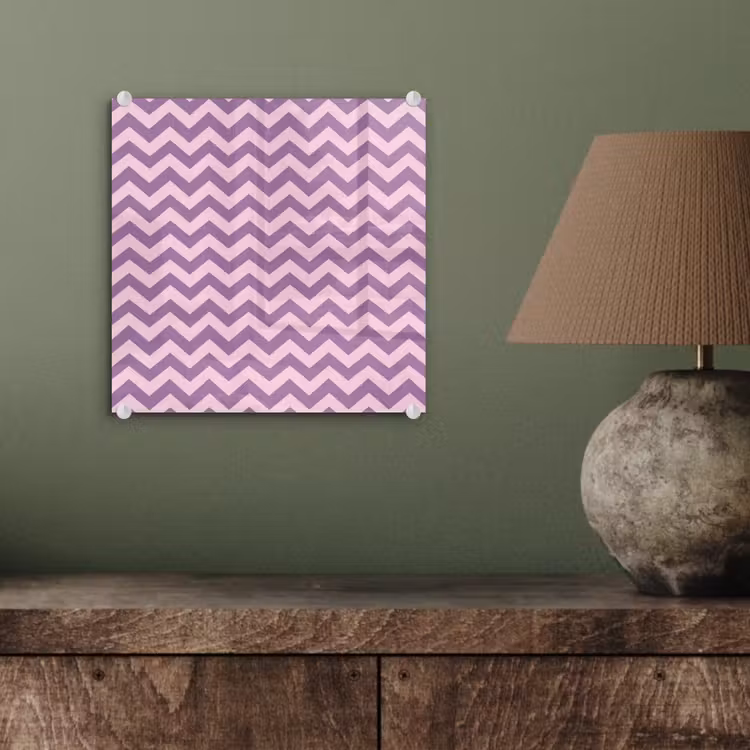 Glas schilderij - Paars - Roze - Geometrisch - Chevron - Zigzag - Patroon — 4