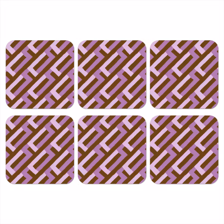 Onderzetter - Bruin - Roze - Geometrisch - Meander - Patroon — 1