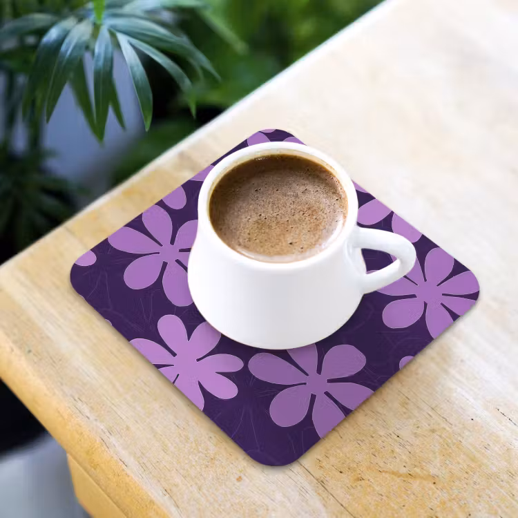 Onderzetter - Paars - Botanisch - Bloemen - Retro - Patroon — 3