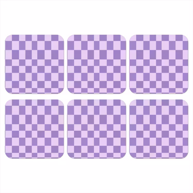 Onderzetter - Paars - Geometrisch - Dambord - Blokken - Patroon — 1