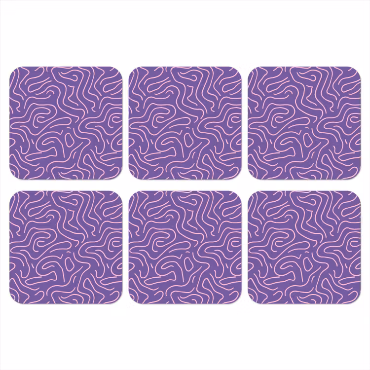 Onderzetter - Paars - Roze - Abstract - Lijnen - Doolhof - Patroon — 1