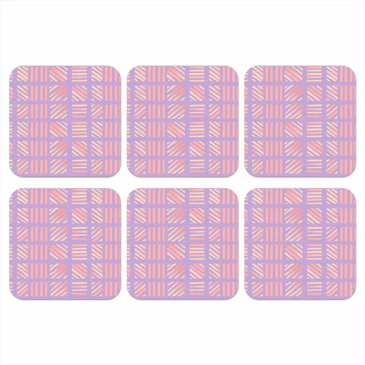Onderzetter - Paars - Roze - Geometrisch - Strepen - Blokken - Patroon — 1