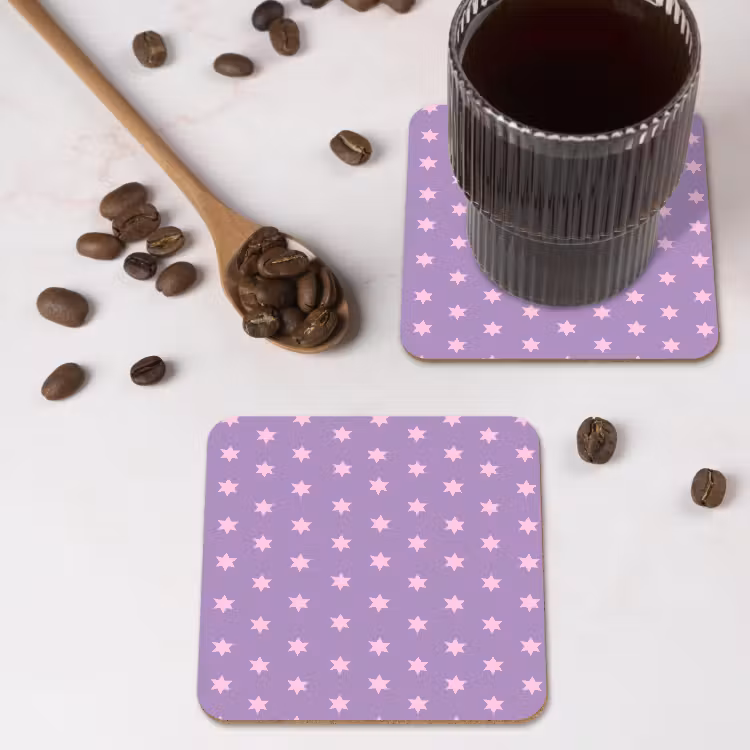 Onderzetter - Paars - Roze - Sterren - Geometrisch - Patroon — 4