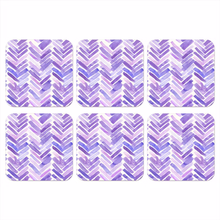 Onderzetter - Paars - Visgraat - Aquarel - Penseelstreken - Patroon — 1