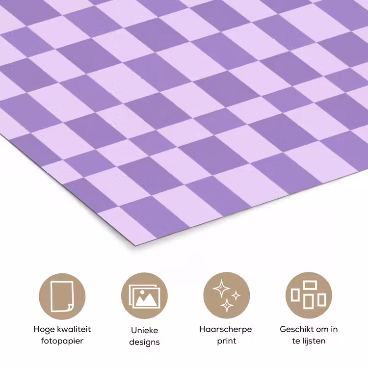 Poster - Paars - Geometrisch - Dambord - Blokken - Patroon — 5