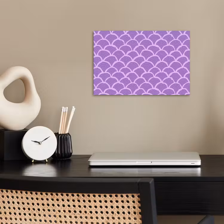 Poster - Paars - Schubber - Schelpen - Handgetekend - Patroon — 2