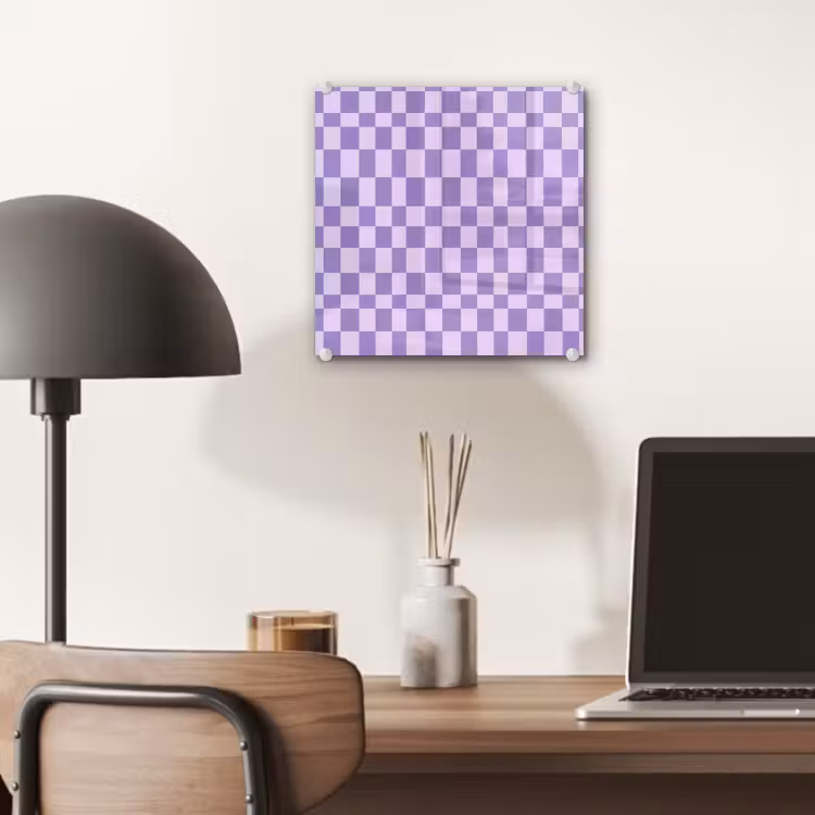 Glas schilderij - Paars - Geometrisch - Dambord - Blokken - Patroon — 7