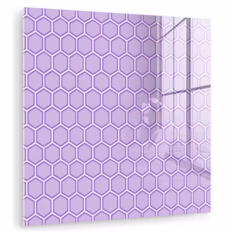 Glas schilderij - Paars - Geometrisch - Honeycomb - Bijenraat - Patroon — 1