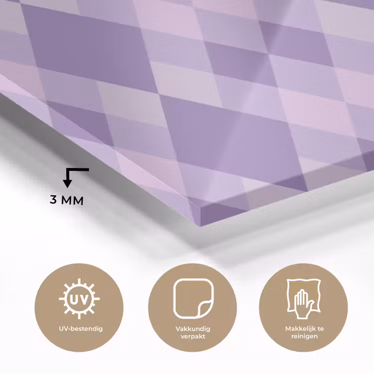 Glas schilderij - Paars - Geometrisch - Ruiten - Argyle - Patroon — 3