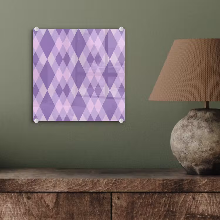Glas schilderij - Paars - Geometrisch - Ruiten - Argyle - Patroon — 4