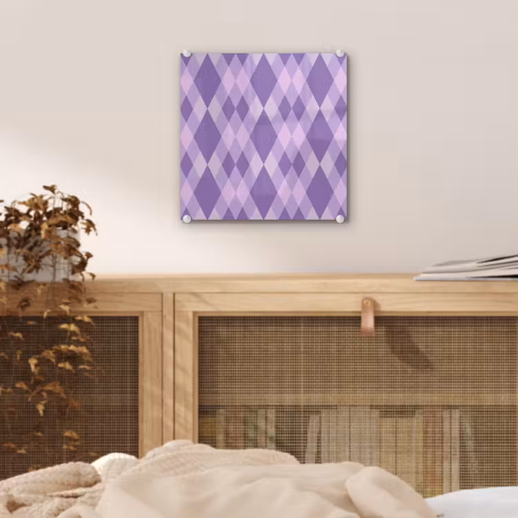 Glas schilderij - Paars - Geometrisch - Ruiten - Argyle - Patroon — 5