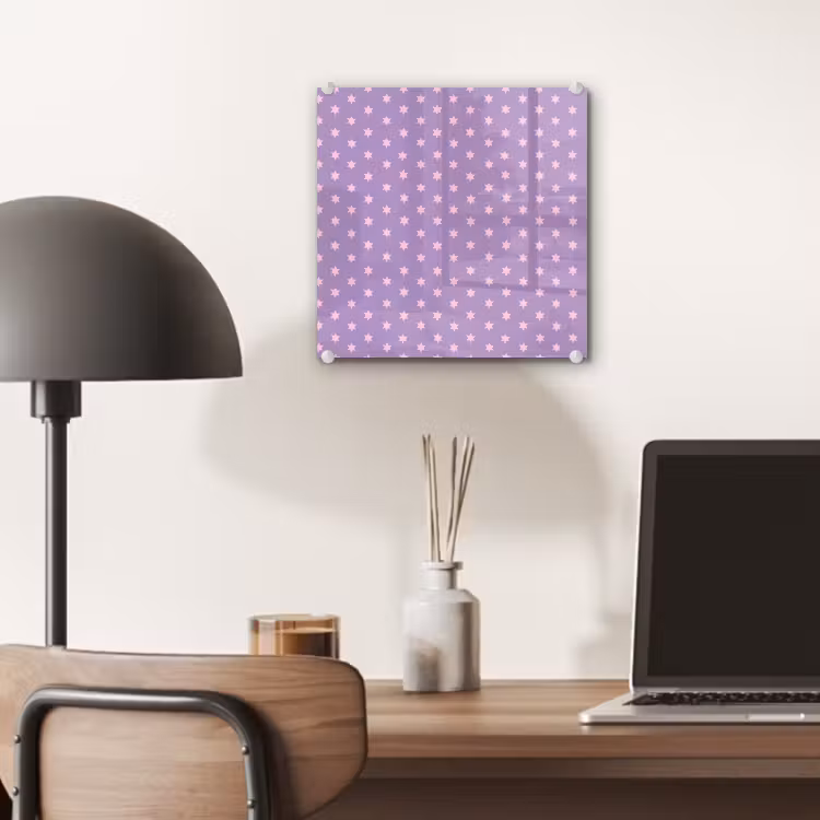 Glas schilderij - Paars - Roze - Sterren - Geometrisch - Patroon — 7