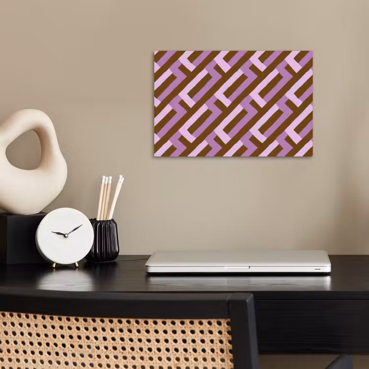 Poster - Bruin - Roze - Geometrisch - Meander - Patroon — 2