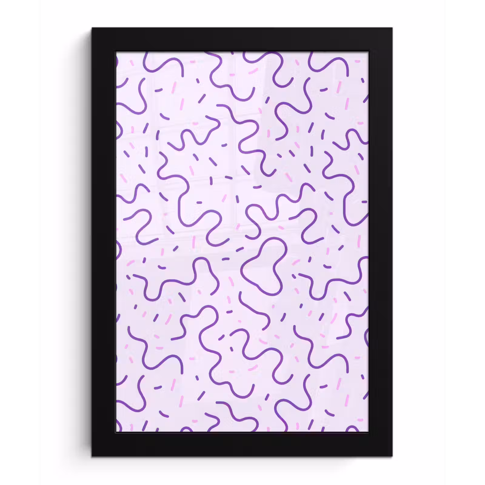 Poster met lijst - Paars - Abstract - Memphis - Retro - Spikkels - Patroon — 1
