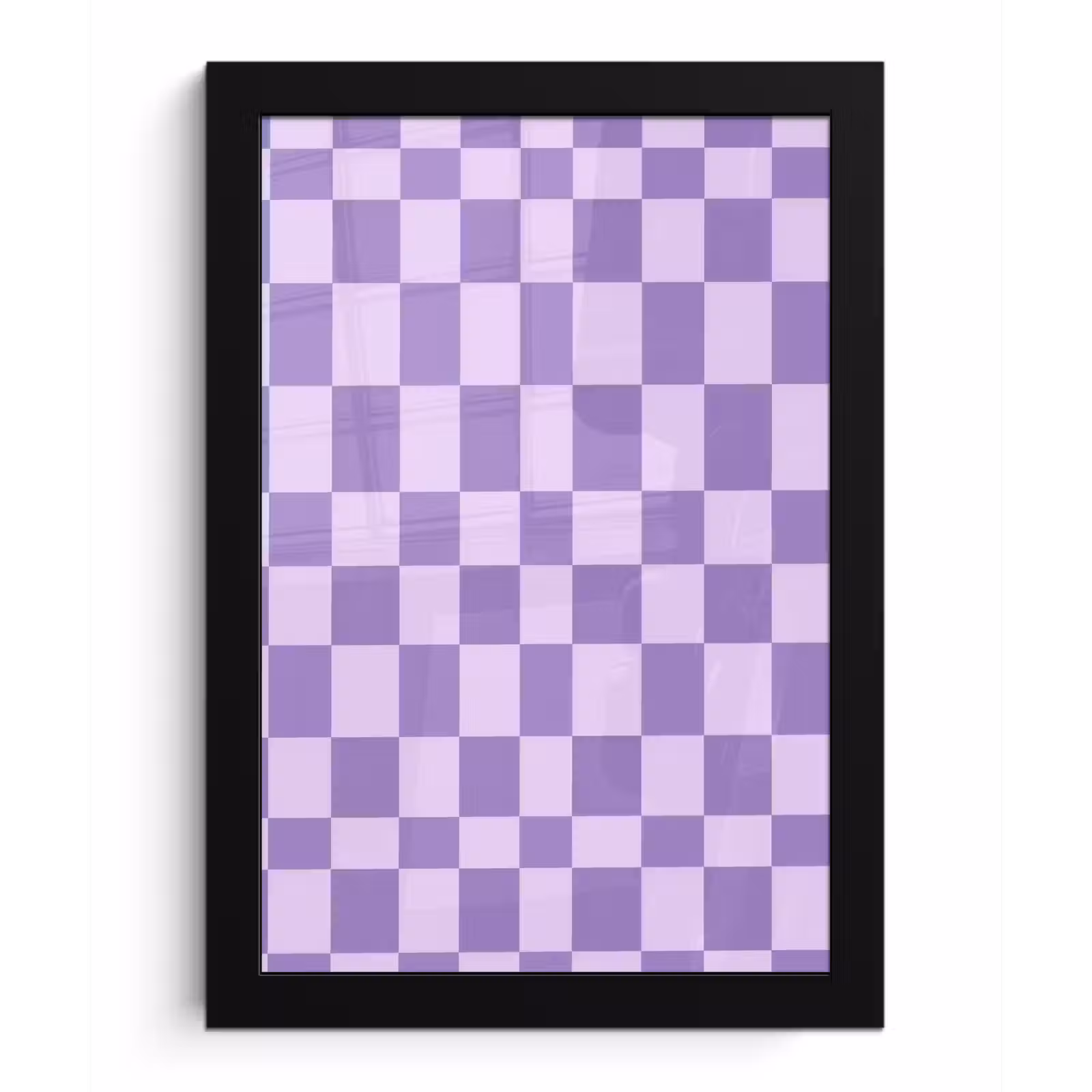 Poster met lijst - Paars - Geometrisch - Dambord - Blokken - Patroon — 1
