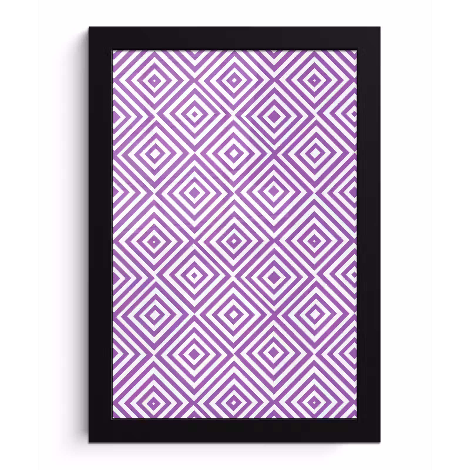 Poster met lijst - Paars - Geometrisch - Ruiten - Concentrisch - Patroon — 1