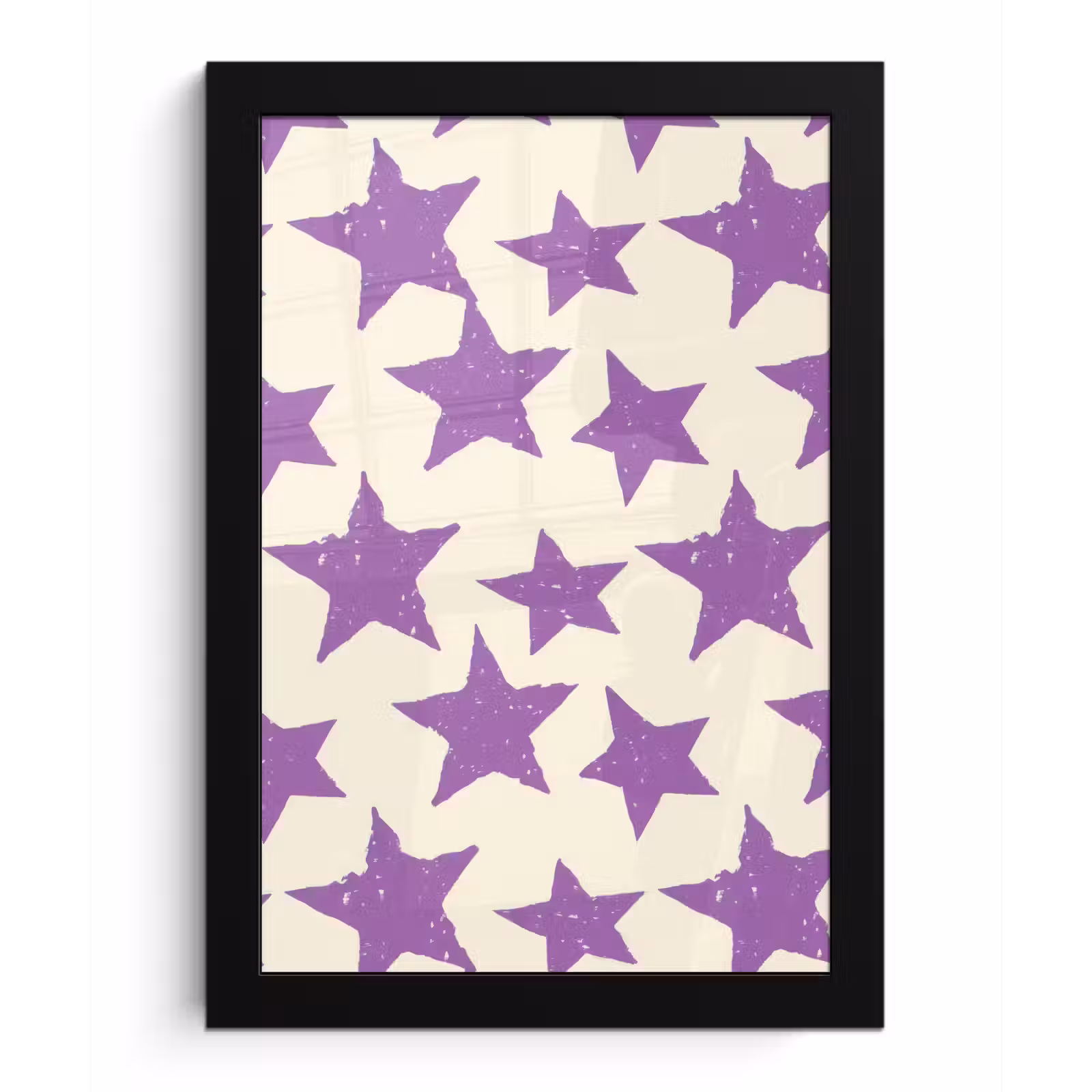 Poster met lijst - Paars - Geometrisch - Sterren - Stempel - Patroon — 1