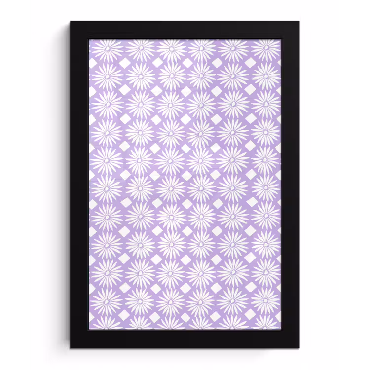 Poster met lijst - Lila - Botanisch - Bloemen - Margrieten - Patroon — 1