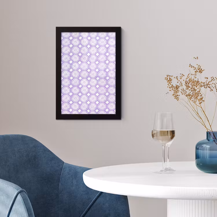 Poster met lijst - Lila - Botanisch - Bloemen - Margrieten - Patroon — 2