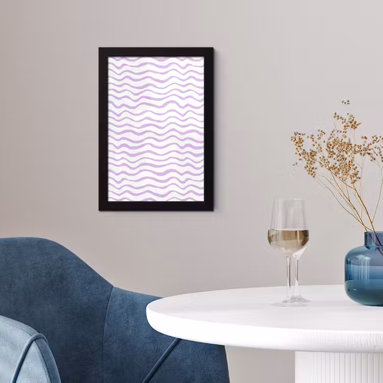 Poster met lijst - Lila - Geometrisch - Golfjes - Lijnen - Patroon — 2
