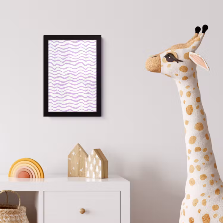 Poster met lijst - Lila - Geometrisch - Golfjes - Lijnen - Patroon — 5