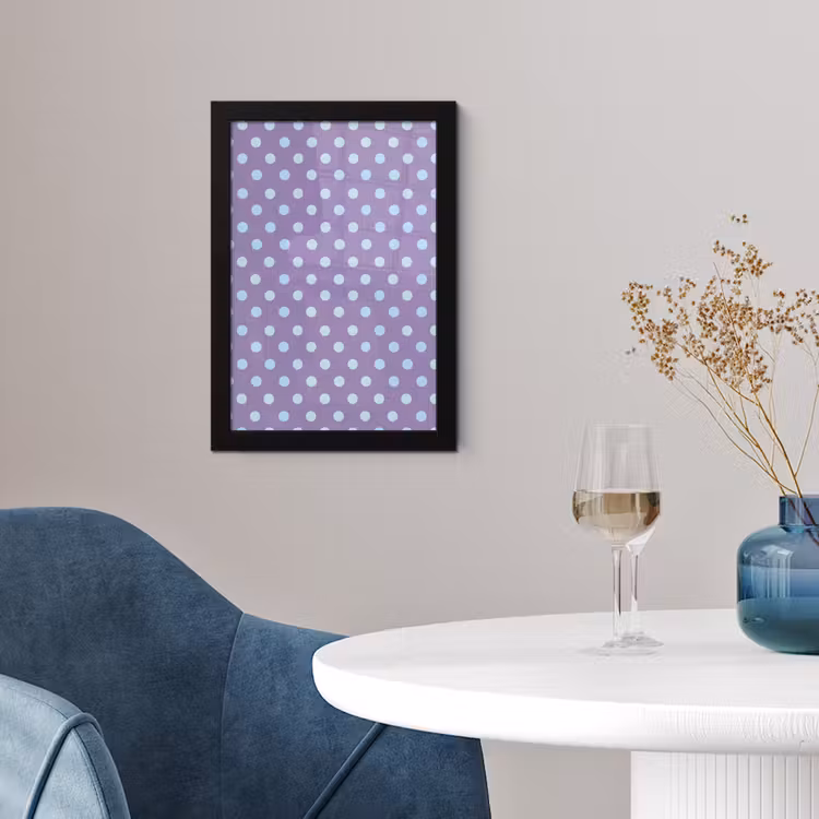Poster met lijst - Paars - Blauw - Geometrisch - Stippen - Polka Dot - Patroon — 2
